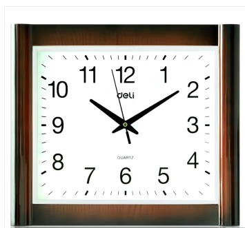 得力（deli） 9008簡約現代方形時鐘 電子時鐘掛鐘客廳鐘表辦公鐘