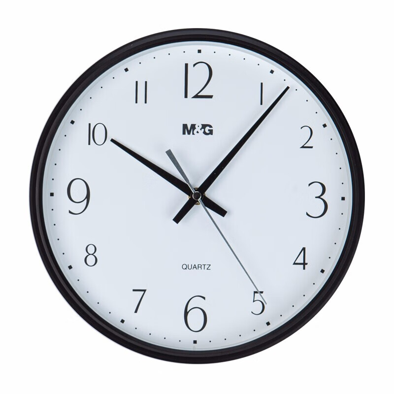 晨光(M&G)文具13英寸黑色经典圆形挂钟 客厅创意钟表 时尚简约壁钟卧室时钟 单个装ARCN8252