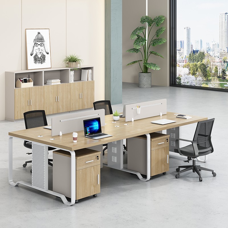 舒炫（SHUXUAN） 办公桌椅组合屏风工位职员桌员工桌现代简约办公家具卡座电脑桌椅组合 四人位（含柜椅）