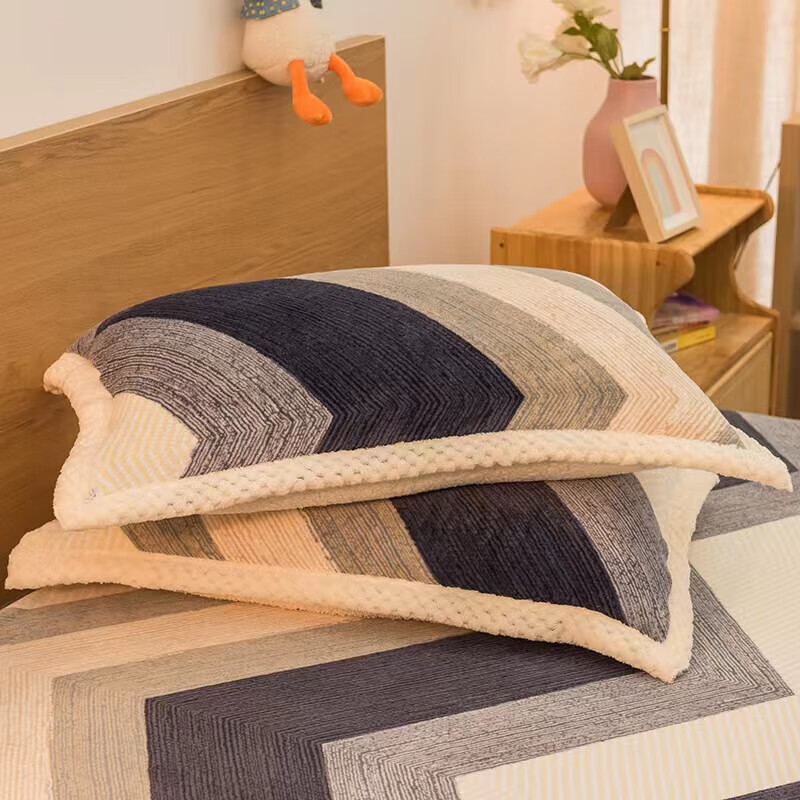 艾薇 牛奶絨枕套珊瑚絨枕頭套一對枕芯套冬季保暖枕套 簡宜生活 48*74cm