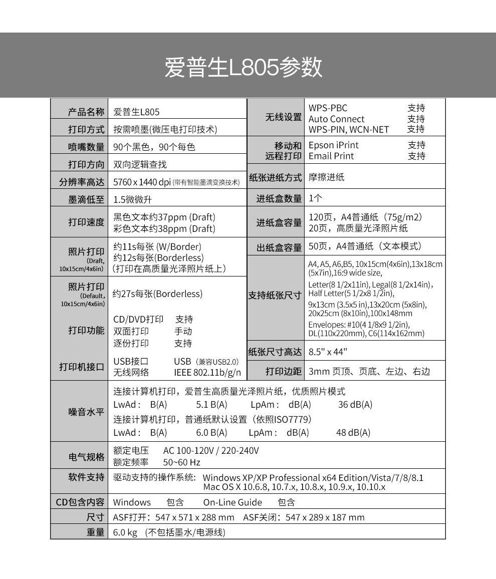 爱普生l805喷头寿命图片