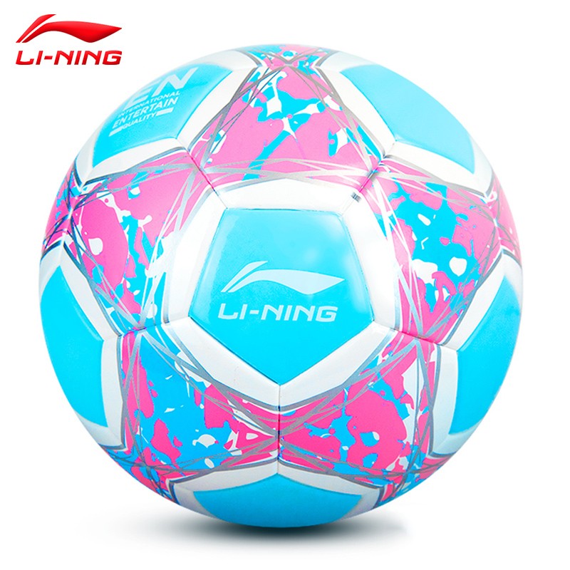 李宁足球成人比赛训练儿童青少年教学考试用球 5号 粉蓝色 679-1